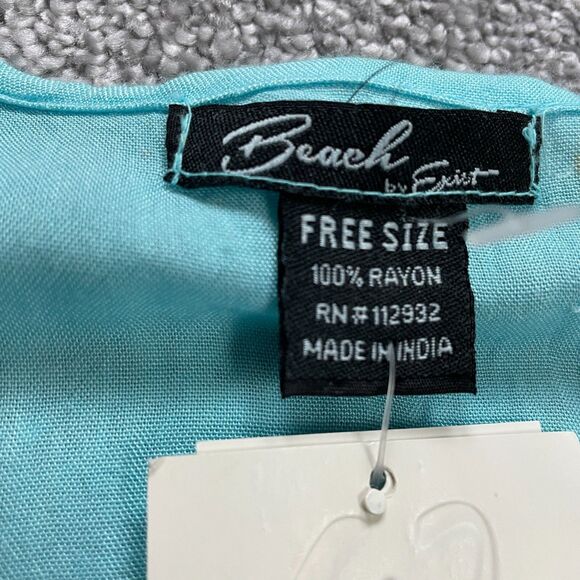 Exist Swimwear Beach Cover Up Womens Free Size Aqua Tie Dye Tassel Rayon NWD New - Picture 9 of 16